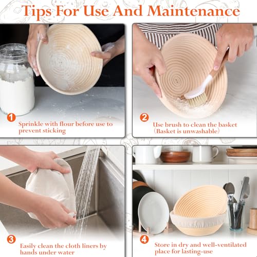P&P CHEF Round 9 Inch Bread Proofing Baskets for Sourdough,Set of 2