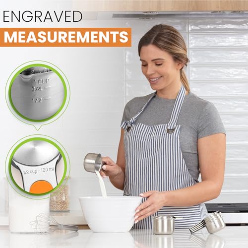 Spring Chef Magnetic Stainless Steel Measuring Cups Set of 7 Patented, Neon - color: Neon