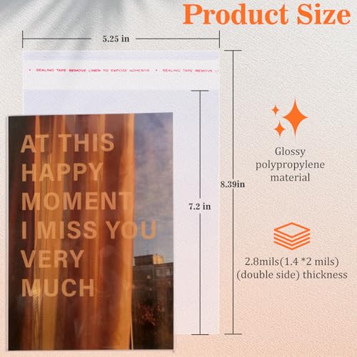 100Pcs 5-1/4 x 7-1/5 Inch Self Sealing Cello Cellophane Bags Clear Plastic Sleeves - Fit 5x7 Inch Photo A6 Cards Cookie - size: 5.25 x 7.2 inches