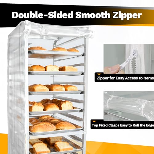 BIEAMA 10 Tier Half Size Bun Rack Cover, Commercial Bakers Racks Cover - color: Cover, size: Half Size 10-Tier