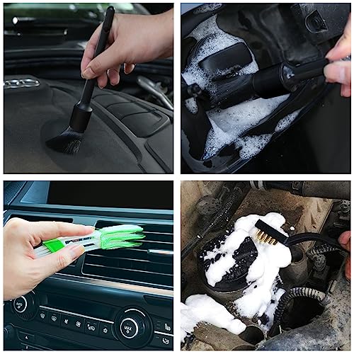 HMPLL 10pcs Detailing Brush Set, Multi-Purpose Car Detailing Brushes - color: black-10pcs