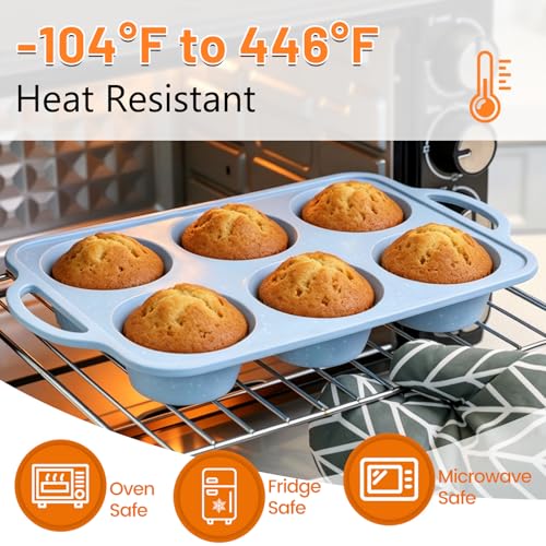 Jumbo Muffin Pan, Metal Reinforced Frame 3.5inch Jumbo Silicone Muffin Pan - color: Blue, size: Jumbo: 2pcs