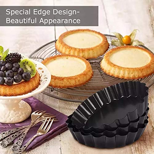 Gutsdoor 6 Pack Mini Tart Pan 4 Inch with Removable Bottom Quiche Pan Nonstick Round Quiche Pie Pan Set - style: Round