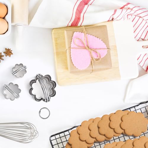 ALLTOP Scalloped Biscuit Cutters with Handle, Flower Shaped - style: Plum Blossom