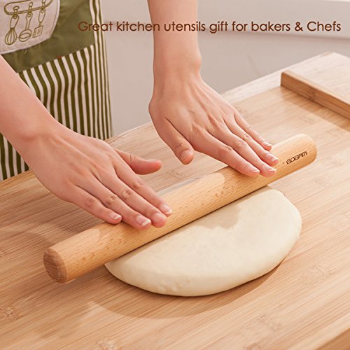 GOBAM Wood Rolling Pin, Small - Dough Roller for Pasta, Cookies, Pie, Pizza, Chapati, Fondant, Rolling Pins for Baking, Bread Making Tools and Supplies - 11 x 1.38 Inches - size: 11*1.38inch