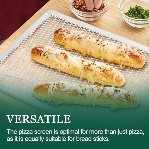 Pizza Screen 11 x 16 Inch 2 Pack Rectangular Aluminum Pizza Pan Restaurant-Grade Flatbread Screen Pizza Crisper Pan,Oven-Safe - size: 11×16 inch Pizza Screen