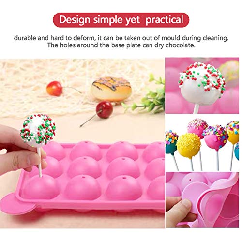 12 Capacity Silicone Lollipop Mold Set, Sucker Molds and Chocolate Hard Candy Mold with 60pcs Lollipop Sucker Sticks, Candy Treat Bags, Gold Ties. (12 Cavity Cake Pop) - style: 12 Cavity Cake pop