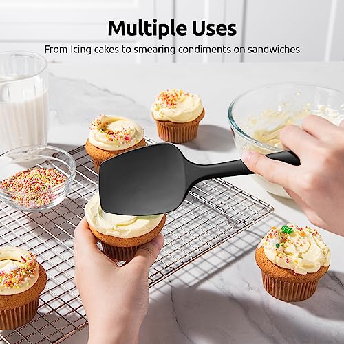 U-Taste Silicone Spoon Spatula Set of 3, 600°F High Heat Resistant, Black - color: Black