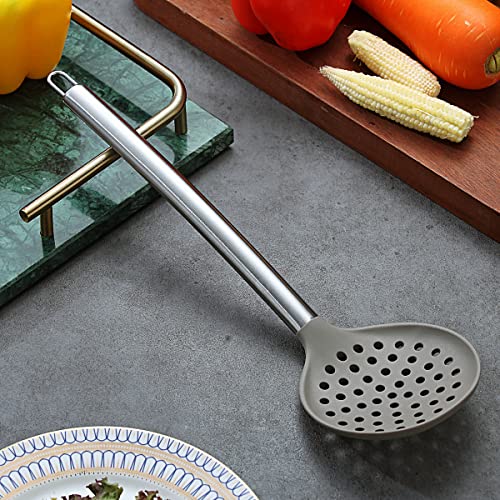 Berglander Skimmer, Non-stick Silicone Strainer, Kitchen Cooking Skimmers For Non-Stick Cookware, Dishwasher Safe, Easy to Clean - style: h. Skimmer
