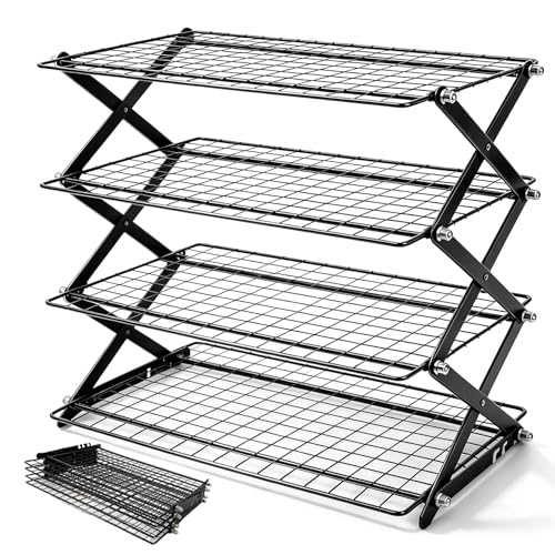 4 Tier Collapsible Cooling Rack for Baking, Adjustable cooling Rack