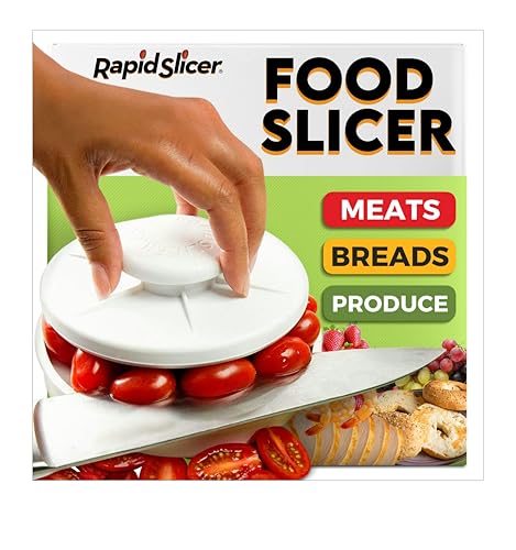 Bagel Slicer & Multi-Use Food Cutter | Ideal for Tomatoes, Strawberries, Grapes, Meat, Chicken, Eggs, & Vegetables with Non-Slip Holder for Stable, Easy Slicing - Dishwasher Safe - White