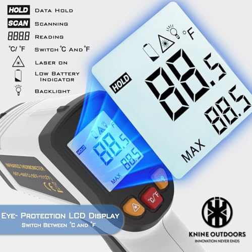 KNINE OUTDOORS Infrared Thermometer Gun, -58℉ to 1112℉ - color: White