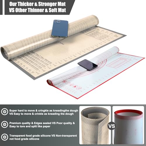 Silicone Pastry Mat 36X24 inch Baking Mat Large Dough Mat with Measurements - color: Gray, size: 36"L x 24"W