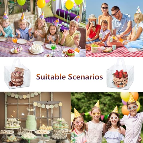 20pcs 6X6X5 Inch Clear Cake Box with Handles, 6in Transparent Bakery Boxes - color: 6×6×5in-20pack