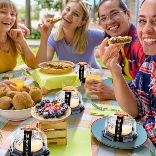 50Pack Plastic Mini Bundt Cake Containers with Lids, 50 Stickers