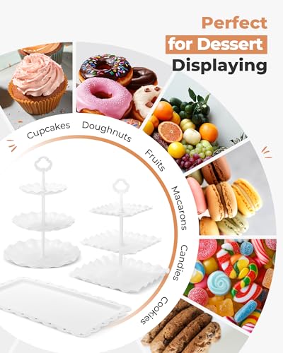 Kootek 10pcs Cupcake Stand Dessert Table Display Set Serving Tray for Party - color: Bright White, size: 10 Set