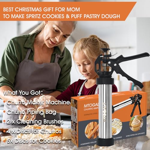 21-Piece Cookie Press Set, Churro Maker Machine, Stainless Steel Baking Gun