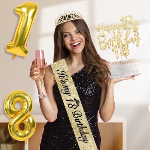 YeohJoy Gold 18th Birthday Decorations for Girls - style: 18th