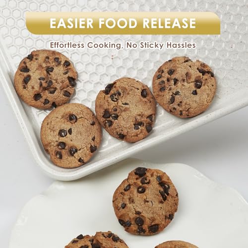 Baking Sheet Pan Set of 3, Nonstick Carbon Steel Cookie Sheets with Texture - color: Textured White
