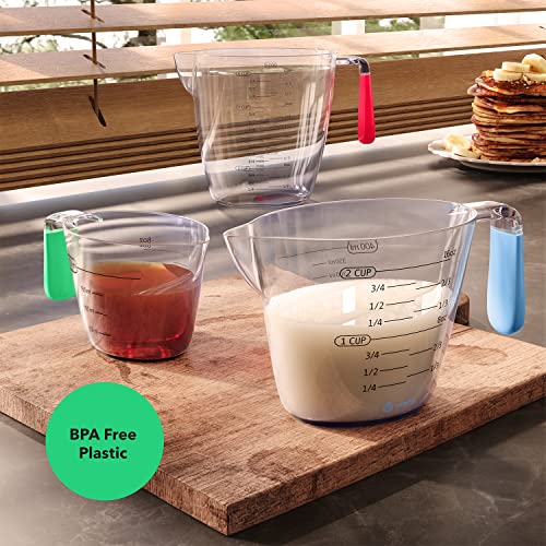 Vremi 3 Piece Plastic Measuring Cups Set BPA Free Stackable Measuring Cups