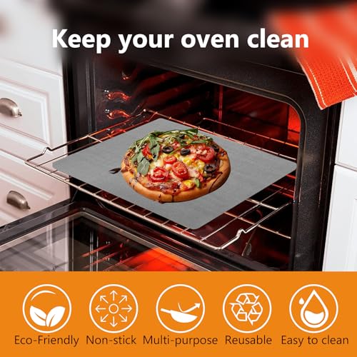 UBeesize 4 Pack Thickened Silver Oven Liners for Bottom of Oven BPA & PFOA Free, Reusable 16x24 Inch Heavy Duty Non Stick Teflon Oven Mats, Fit Electric Gas Toaster Convection Microwave Ovens Grills - color: Silver, size: 24"L x 16"W, style: 4 Pack