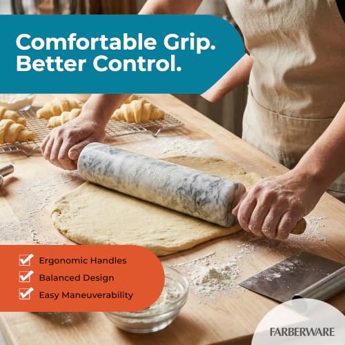 Farberware Dough Rolling Pin with Wooden Stand - Marble - color: Marble