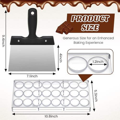 Baderke Polycarbonate Chocolate Molds 21 Cavity with Scraper,Bullet