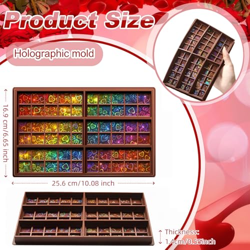 Christmas Heart = Candy Molds Holographic Chocolate Mold Silicone - color: Heart, style: Square