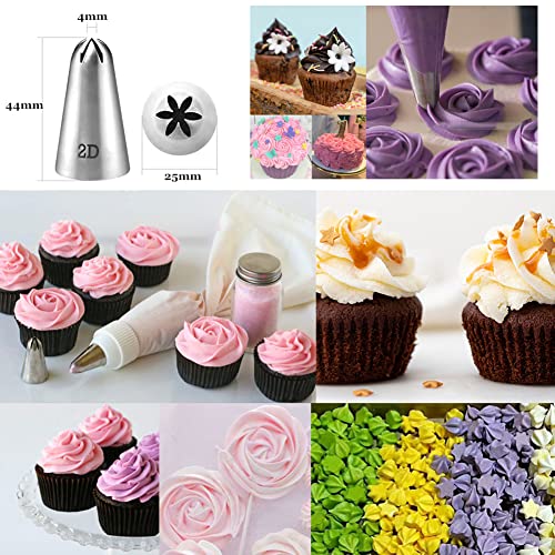 Large Piping Tips Set 1M 2D 2A 2F 6B 234 for Frosting, 6 Pcs - color: C