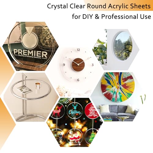 2 Pieces 1/8" Clear Circle Acrylic Sheet, 12 Inch Diameter Plexiglass Sheet, Round for Cake Discs, Plexiglass Table Top, Acrylic Backdrops and DIY Display Projects Craft - size: 12 Inch Diameter, 1/8" Thick