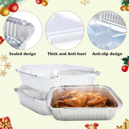 SAITI 8x8 Aluminum Pans with Clear Plastic Lids 35 Pack Aluminum Foil Pans