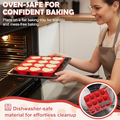 HKNMTT 2Pcs Silicone Heart Molds for Chocolate Muffin 12-Cavity Nonstick - style: 2.2" Heart 2PCS