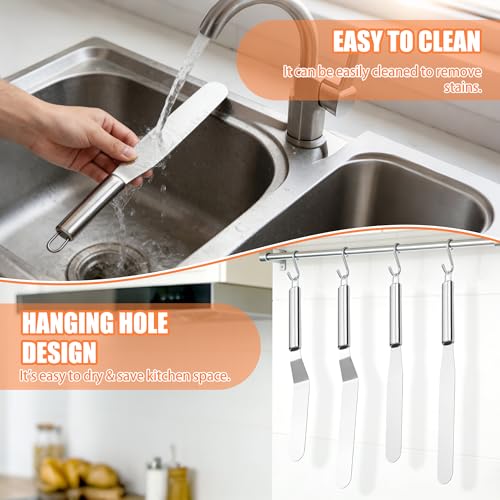 4 Pcs Angled Cake Icing Spatula Set, Stainless Steel Straight Off Spatulas