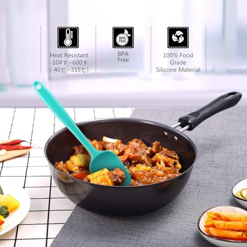 5-Pack Silicone Spatula Set – Heat-Resistant Baking, Cooking & Mixing Tools, Seamless Design, Non-Stick & Easy to Clean, Aqua Sky - color: Aqua Sky