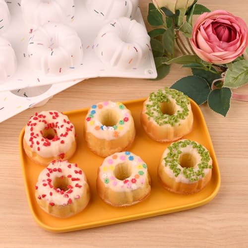 HUAKENER 3 Pcs Mini Fluted Cake Pan, 6-Cavity Fluted Tube Cake Pan - color: Fluted Tube Pan C - 3 Pack