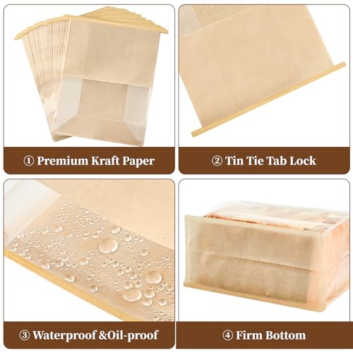 Ohuimrt Paper Bread Bags for Homemade Breads, 50 PCS, 11" x 8.7" x 4.3" - size: 11 x 8.7 x 4.3 inch