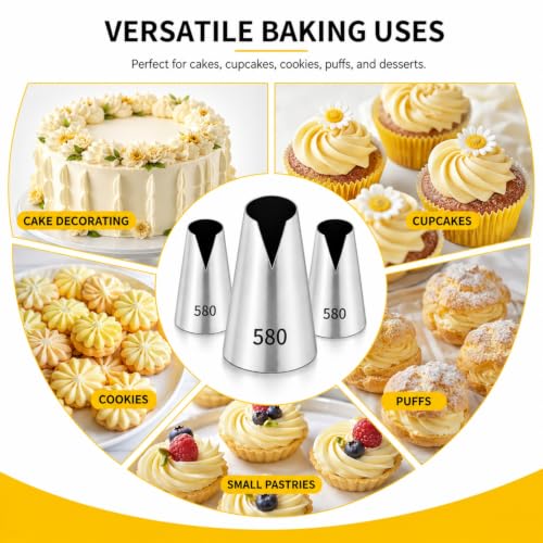 3 Pcs #580 V-Shaped Piping Tips,Stainless steel