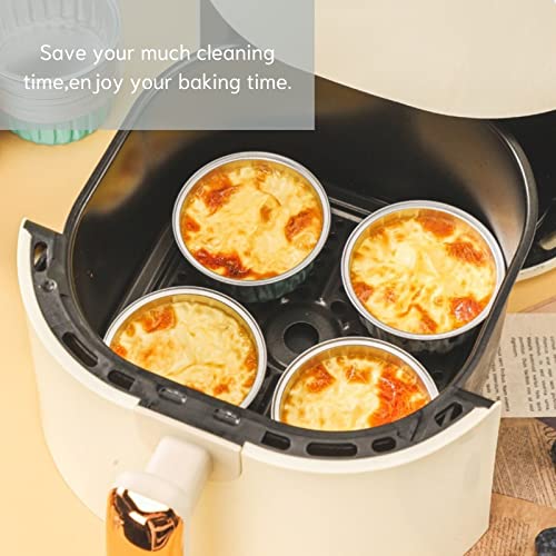 Mini Aluminum Foil Cupcake Baking Cups with Lids (40pcs, 5oz) Round Cupcake Foil Liners Tart Pie Tin Pan Holder - Disposable Mini Cake Containers Flan Molds for Pudding, Souffle, Party, Wedding - color: Black