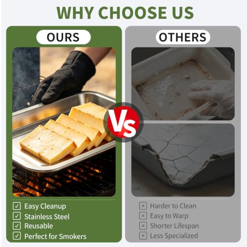 Cream Cheese Smoker Tray, Stainless Steel Baking Sheet, Ultra Thick Material, Sturdy for Repeated Use, Won't Break, Rounded Corners, Smooth Surface, Easy to Clean, Great for Backyard BBQ