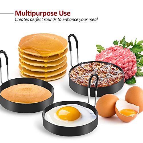 Laxinis World Stainless Steel Egg Cooking Rings & Pancake Mold, 4-Pack
