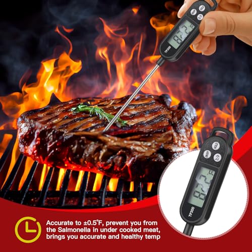 Copkim 6 Pcs Food Thermometer Instant Read Probe BBQ,Black, White, Red - color: Black, White, Red