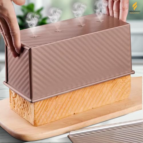1 lb+2lb Pack Nonstick Pullman Loaf Pan with Sliding Lid for Homemade Bread - size: 1lb+2lb