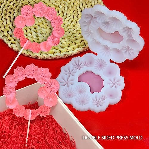 mostsom Silicone Candy Mold Flower Pattern Chocolate Resin 2PCS - size: A_ Flower Round Ring