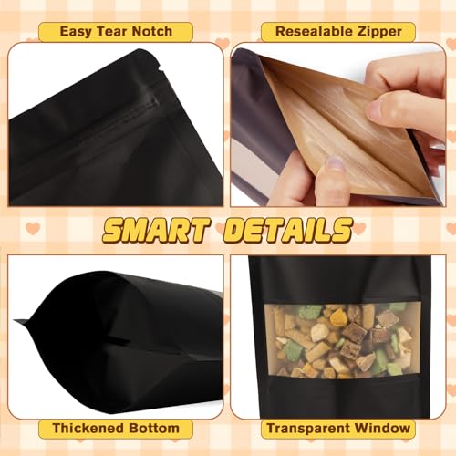 JETMORE 50 Pack Resealable Treat Bags, Cookie Bags with Seal, 5.5x7.9in - color: Black, size: 5.5x7.9in (14x20cm)