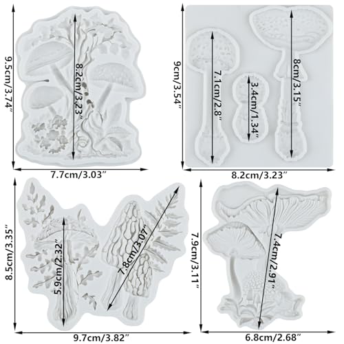 Mushroom Silicone Mold Fungi Mushroom Fondant Molds Set of 4 - color: Style D