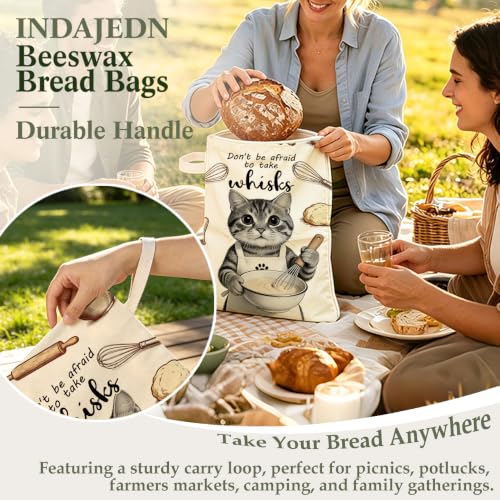 Funny Tabby Cat Baking Gifts Beeswax Bread Bags 2 Pack XL 13x17in - color: Cat Baking 02