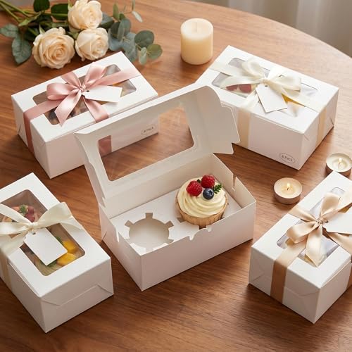 18-Pack 2-Cupcake Boxes with Clear Window, 6.3 x 3.54 x 2.95 Inch
