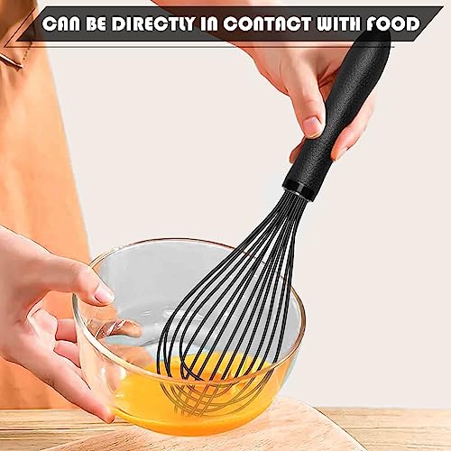 TEEVEA Silicone Whisk 11 Inch, Nonstick Heat Resistant for Cooking Baking - color: Black