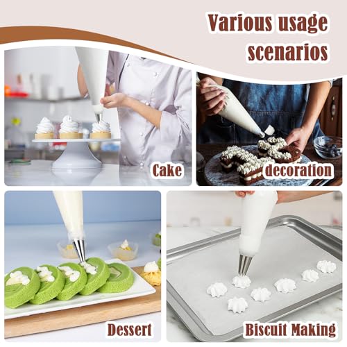 14-Piece Reusable Piping Bags and Tips Set with Stainless Steel Nozzles - size: 14