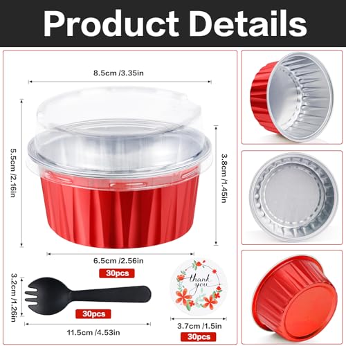 Red Mini Cake Pans with Lids, 5oz Round Mini Loaf Pan ZOXILEN 60Pack - color: Red 60pcs